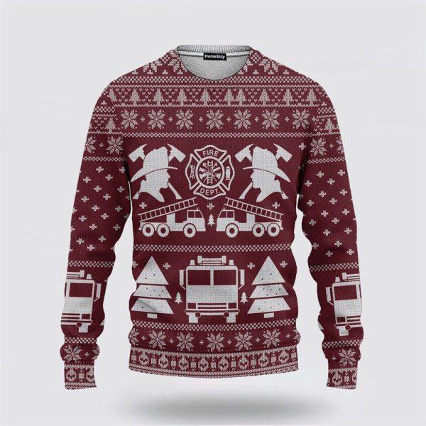 3D Fire Dept Firefighter Ugly Sweater – Christmas Gifts For Firefighters