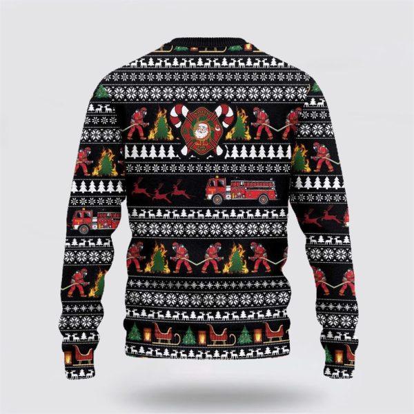 3D Santa Village Firefighter Ugly Sweater – Christmas Gifts For Firefighters