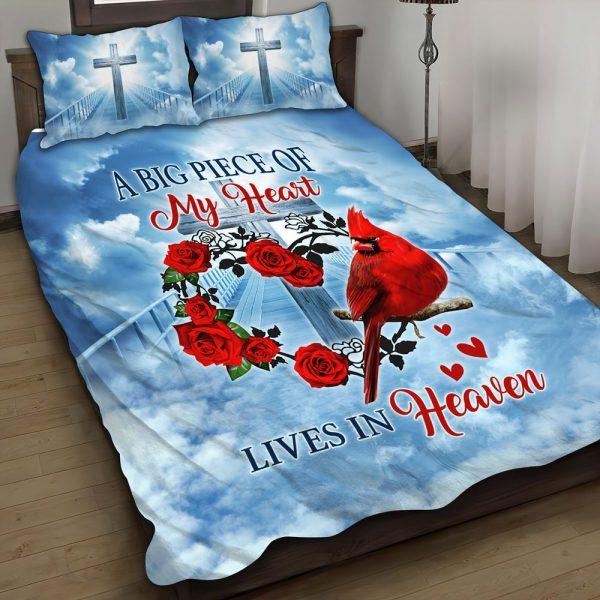 A Big Piece of My Heart Lives in Heaven Christian Quilt Bedding Set – Christian Gift For Believers