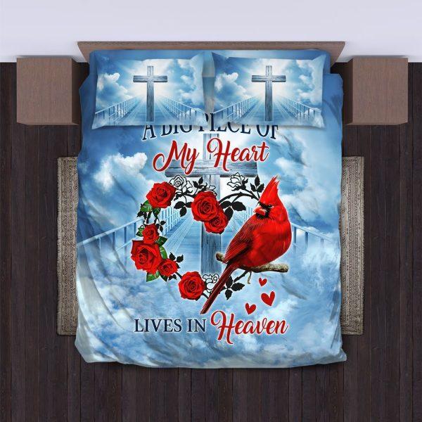 A Big Piece of My Heart Lives in Heaven Christian Quilt Bedding Set – Christian Gift For Believers