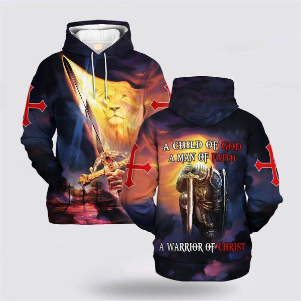 A Child Of God A Man Of Faith  All Over Print Hoodie Shirt – Gifts For Jesus Lovers