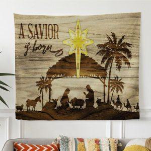 A Savior Is Born Christmas Tapestry Wall…