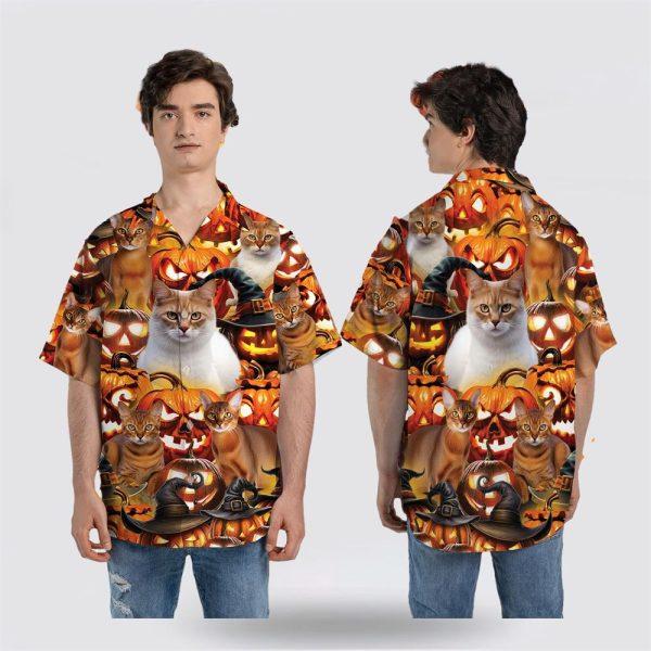 Abyssinian Cat Halloween Pattern Hawaiian Shirt – Gift For Cat Lover