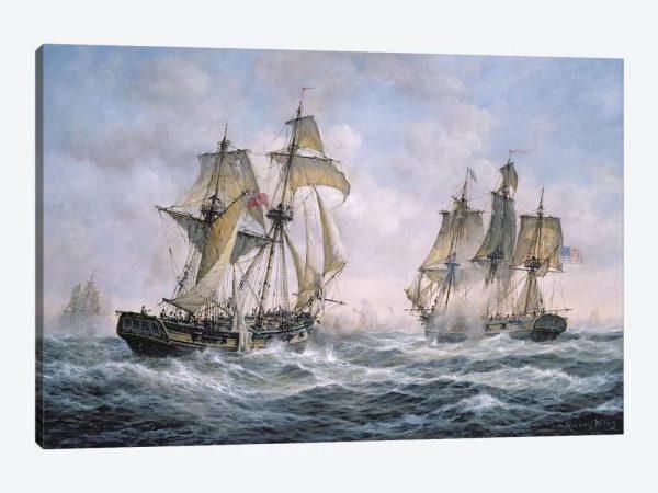 Action Between US Sloop Of War Wasp And HM Brig Of War Frolic,1812 US Navy Canvas Wall Art – Gift For Military Personnel