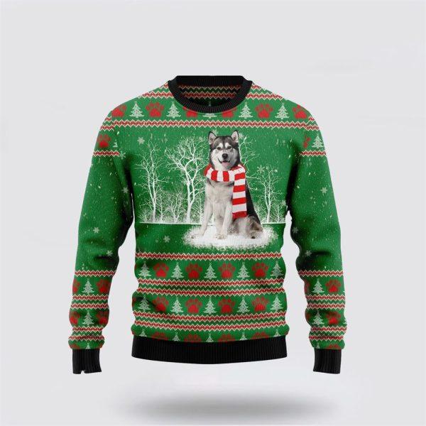 Alaskan Malamute Winter Tree Ugly Christmas Sweater – Pet Lover Christmas Sweater