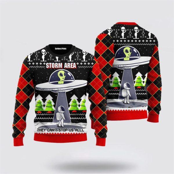 Alien Stop Area Ugly Christmas Sweater For Men & Women – Christmas Gifts For Frends