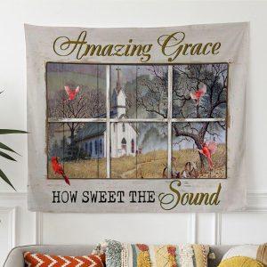 Amazing Grace How Sweet The Sound Farmhouse Style Tapestry – Tapestries Gift For Christian