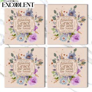Amazing Grace How Sweet The Sound Flower Stone Coasters Gifts For Christian 3 q3mghe.jpg