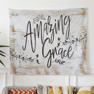 Amazing Grace How Sweet The Sound Old Country Church Christian Tapestry Wall Art – Tapestries Gift For Christian