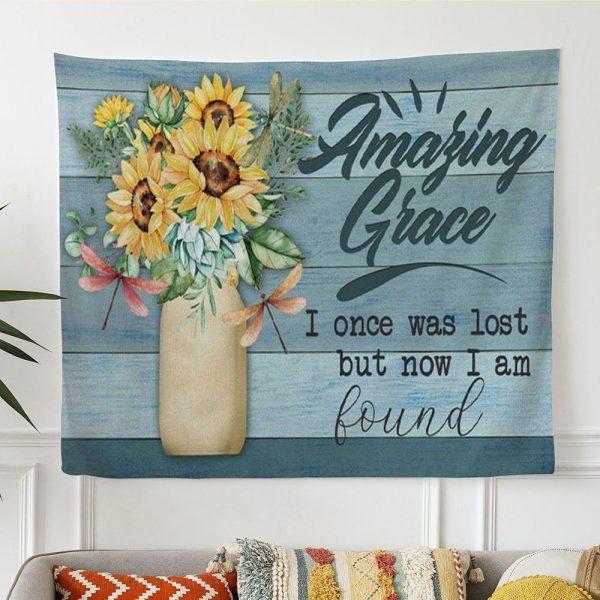 Amazing Grace I Once Was Lost But Now I Am Found Christian Tapestry Wall Art Print – Tapestries Gift For Christian