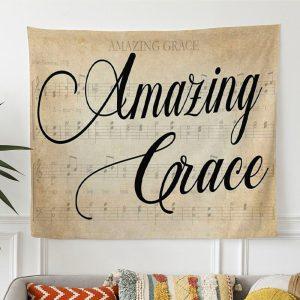 Amazing Grace Wall Art Sheet Music Amazing Grace Farmhouse Tapestry Wall Art – Tapestries Gift For Christian