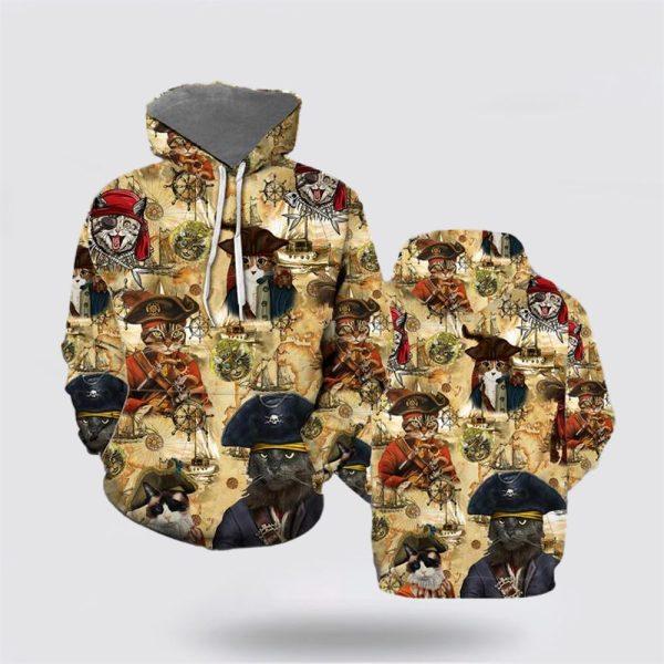 Amazing Pirate Cat 3D All Over Print Hoodie – Cat Lover Christmas Hoodie