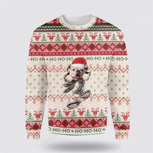 American Bulldog Scratch Ugly Christmas Sweater – Pet Lover Christmas Sweater
