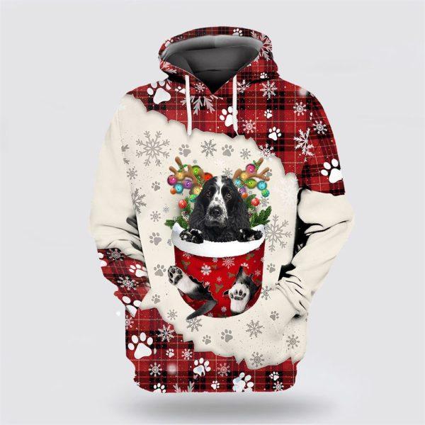 American Cocker Spaniel In Snow Pocket Merry Christmas All Over Print 3D Hoodie – Dog Lover Christmas Hoodie