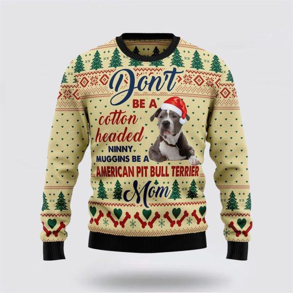 American Pit Bull Terrier Mom Ugly Christmas Sweater – Pet Lover Christmas Sweater