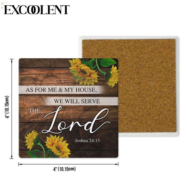 As For Me And My House Joshua 2415 Sunflower Scripture Stone Coasters – Coasters Gifts For Christian