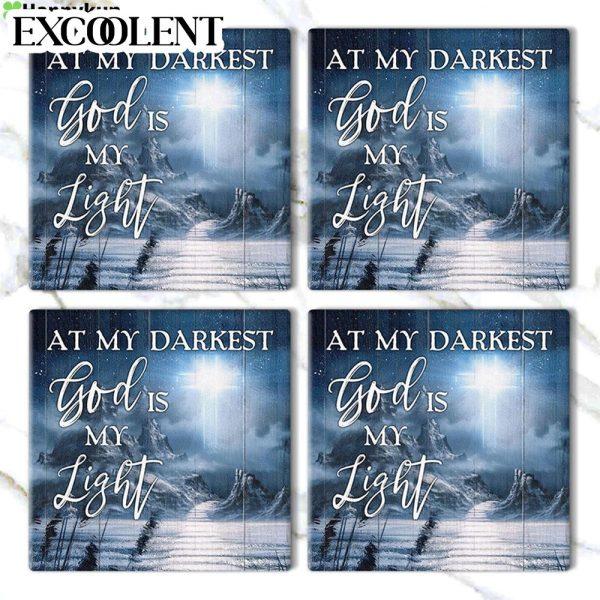 At My Darkest God Is My Light Stone Coasters – Coasters Gifts For Christian