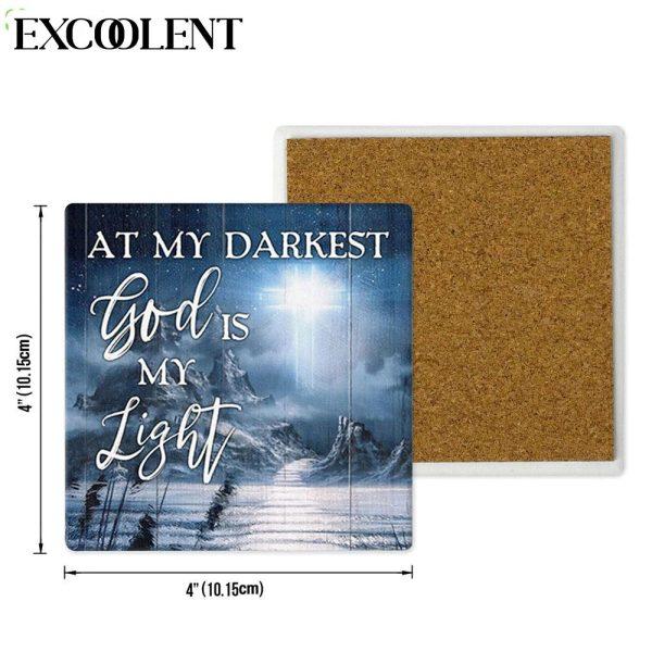 At My Darkest God Is My Light Stone Coasters – Coasters Gifts For Christian