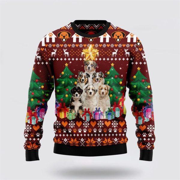 Australian Shepherd Pine Tree Ugly Christmas Sweater – Pet Lover Christmas Sweater
