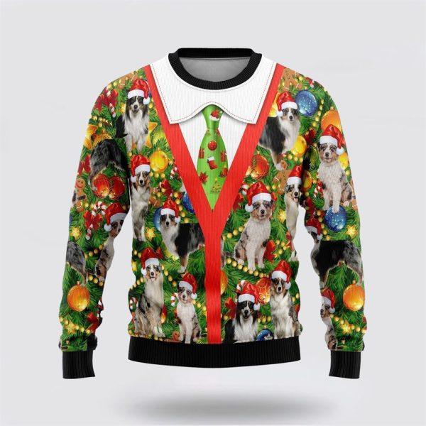 Australian Shepherd Xmas Pine Ugly Christmas Sweater – Pet Lover Christmas Sweater