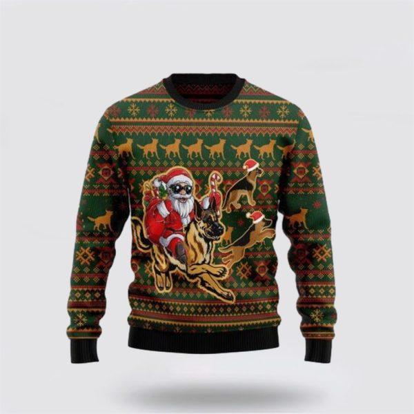 Awesome German Shepherd Dog Santa Claus Ugly Christmas Sweater – Dog Lover Christmas Sweater