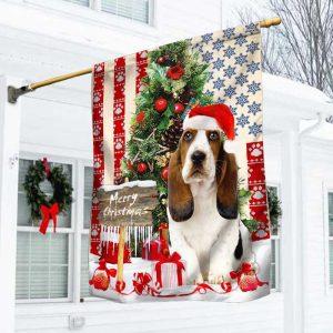 Basset Hound Christmas American Flag – Christmas Flag Outdoor Decoration