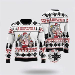 Be Kind To Cats Ugly Christmas Sweater…