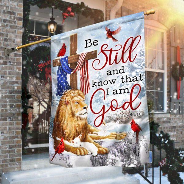 Be Still And Know That I Am God Lion of Judah Christmas Flag – Christian Flag Outdoor Decoration