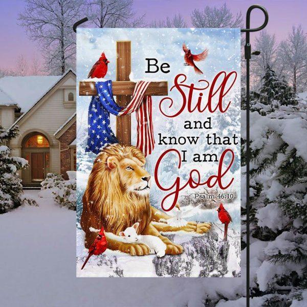 Be Still And Know That I Am God Lion of Judah Christmas Flag – Christian Flag Outdoor Decoration