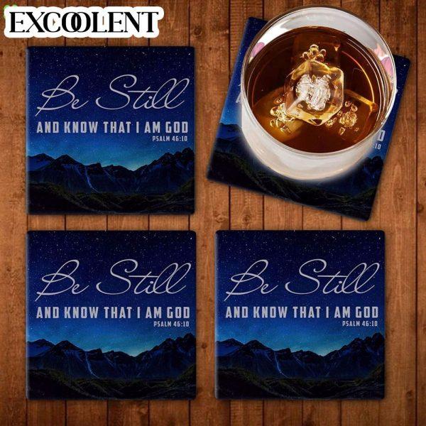 Be Still & Know That I Am God Mountain Stars Stone Coasters – Coasters Gifts For Christian