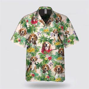 Beagle Dog Flower And Leaves Tropic Pattern…