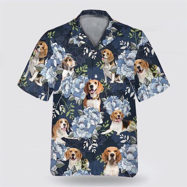Beagle Dog On The Blue Flower Background Hawaiian Shirt – Pet Lover Hawaiian Shirts