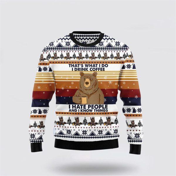 Bear Coffee Ugly Christmas Sweater – Sweater Gifts For Pet Lover