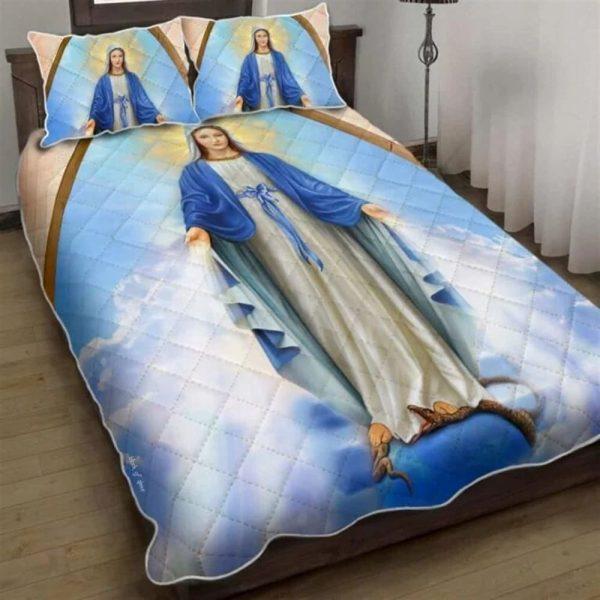 Beautiful Lady, Mary Mother of Christ Quilt Bedding Set – Christian Gift For Believers