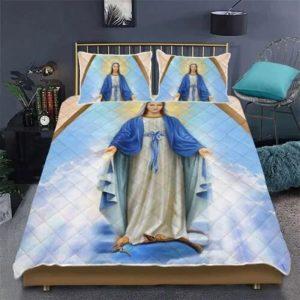 Beautiful Lady Mary Mother of Christ Quilt Bedding Set Christian Gift For Believers 2 pshsby.jpg