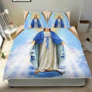 Beautiful Lady Mary Mother of Christ Quilt Bedding Set Christian Gift For Believers 3 fsyh41.jpg