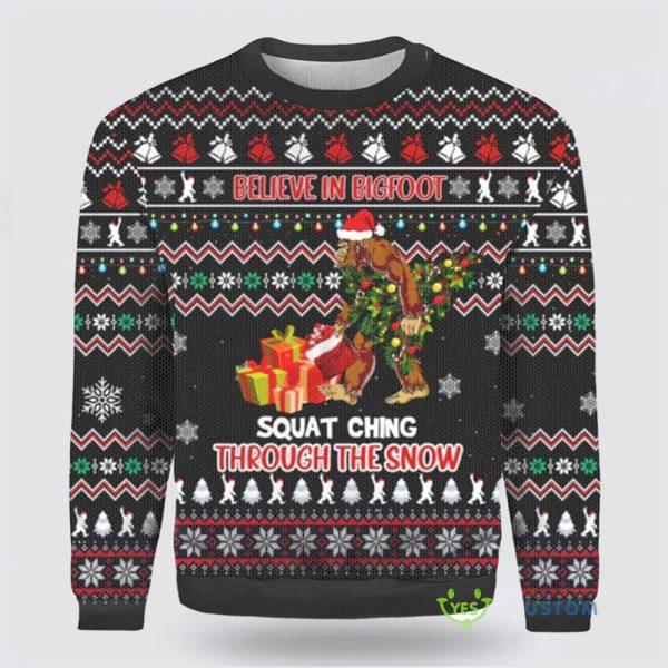 Believe in Bigfoot Ugly Christmas Sweater – Gifts For Bigfoot Lovers
