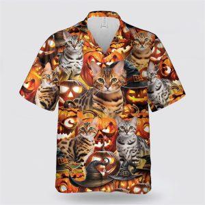 Bengal Cat Halloween Pattern Hawaiian Shirt –…