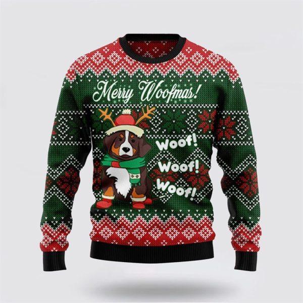 Bernese Mountain Dog Woofmas Ugly Christmas Sweater – Dog Lover Christmas Sweater