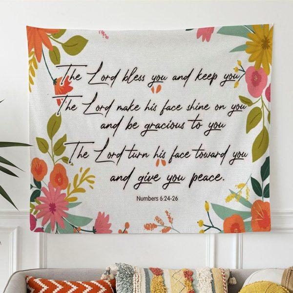 Bible Verse Wall Art Numbers 624-26 The Lord Bless You And Keep You Tapestry Wall Art – Tapestries Gift For Christian