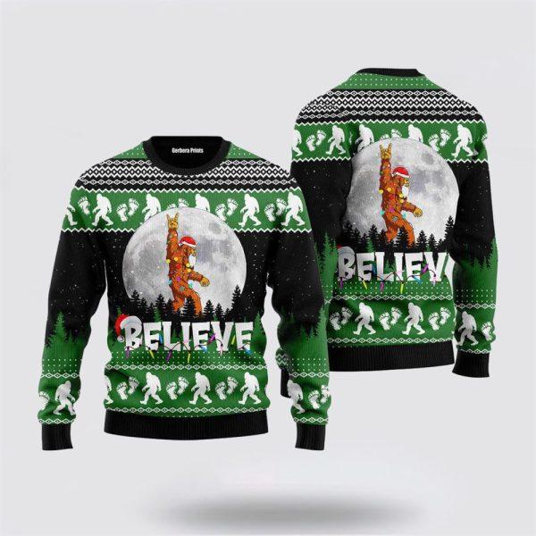 Bigfoot Believe Ugly Christmas Sweater – Gifts For Ugly Sweater Lovers