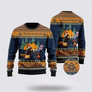 Bigfoot Camping Ugly Christmas Sweater For Men…