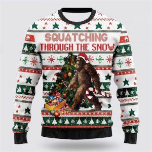Bigfoot Christmas Candy Cane Ugly Christmas Sweater…