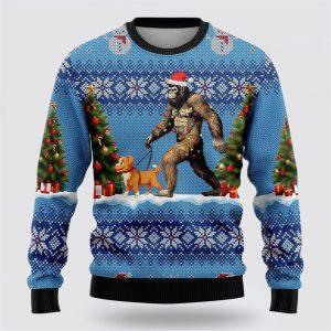 Bigfoot Christmas Dog Ugly Christmas Sweater –…