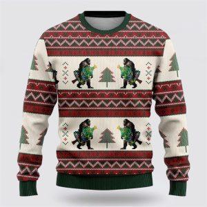 Bigfoot Christmas Tree Ugly Christmas Sweater –…