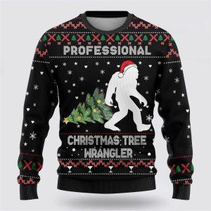 Bigfoot Christmas Tree Wrangler Ugly Christmas Sweater…