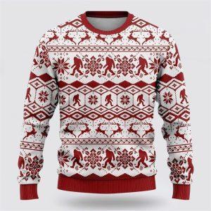 Bigfoot Classic Red Pattern Ugly Christmas Sweater…
