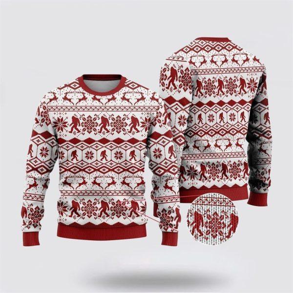 Bigfoot Classic Red Pattern Ugly Christmas Sweater – Best Gift For Christmas