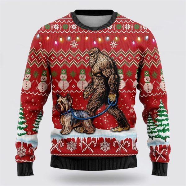Bigfoot Goes To Spend Christmas With Dachshund Ugly Christmas Sweater – Best Gift For Christmas