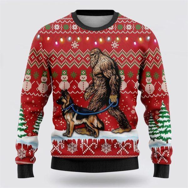 Bigfoot Goes To Spend Christmas With English Bulldog Ugly Christmas Sweater – Best Gift For Christmas